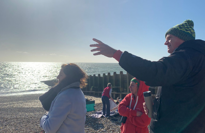 Caroline meeting sea swimmers to discuss sea water quality