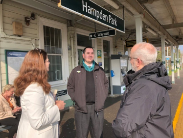 Caroline visiting Hampden Park to see the access issues