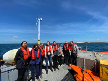 Caroline visiting the wind farm